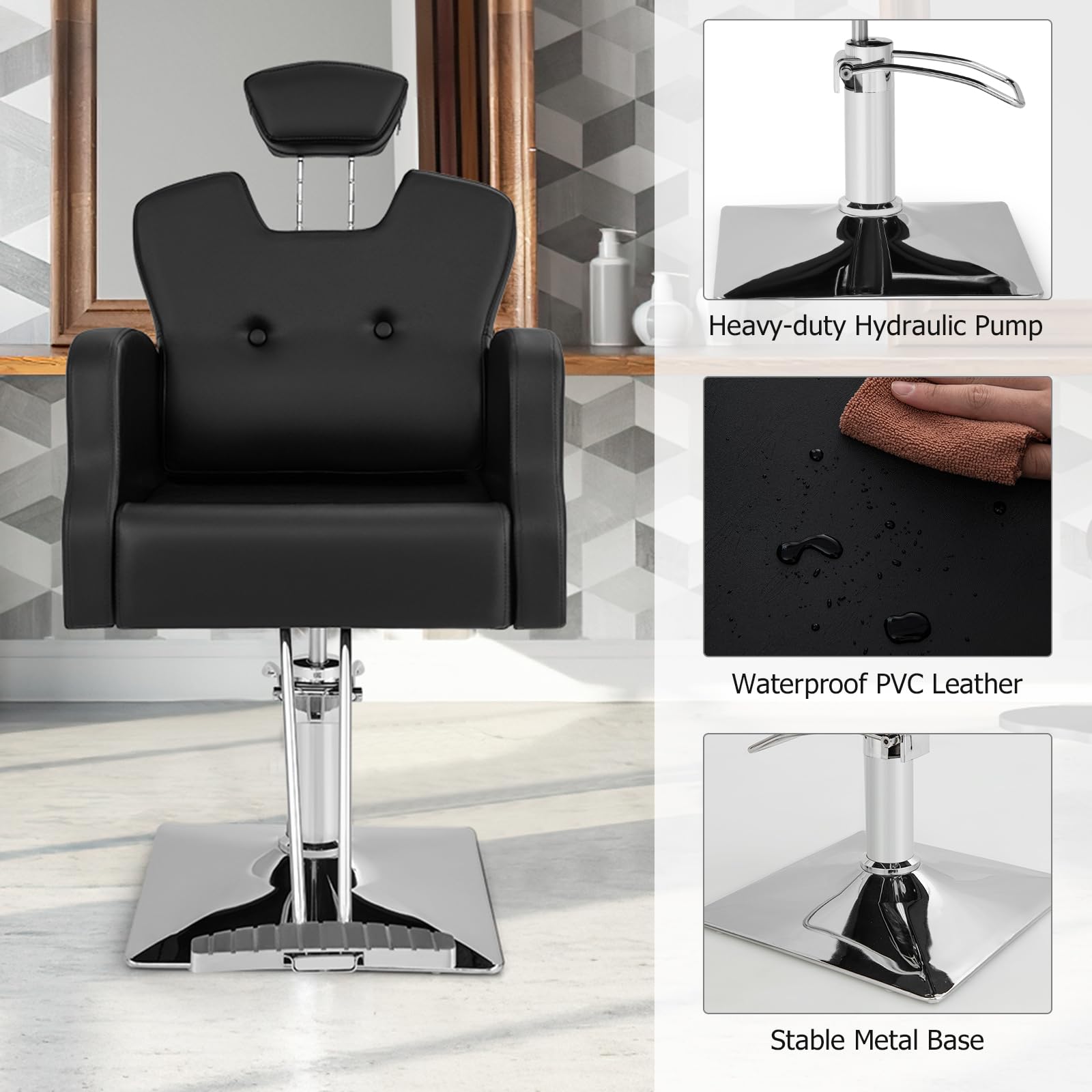 COSTWAY Salon Barber Chair, Professional Classic Hydraulic